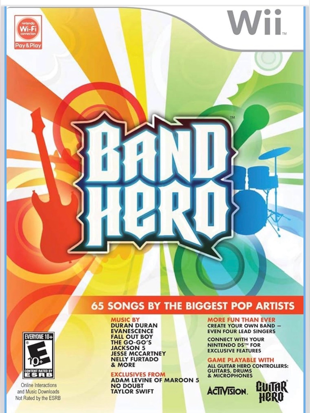 Nintendo Wii Band Hero Video Game ⭐️⭐️EUC TESTED⭐️⭐️